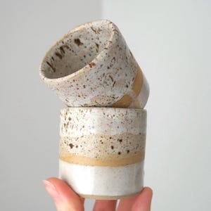 Rustic white & Speckled Handmade Ceramic Piccolo | Expresso cups (wheel thrown) SET | Dishwasher, Food and Microwave safe | Rustic expresso