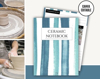 Blue Ceramic Journal for Wheel Throwing Potters | Pottery Planner & Log Template | Printable Digital Notebook | Ceramic Documentation Tool