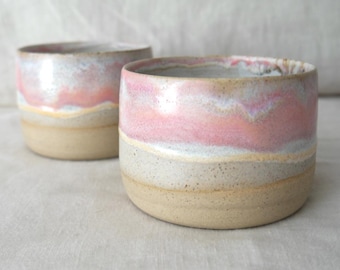 Pink and white handmade cup | Handmade ceramic mug | Wheel thrown pottery | keep cup | No handle ceramic mug | No handle ceramic mug |