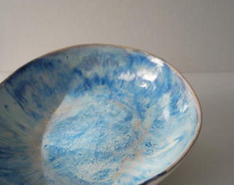 Blue Ceramic Fruit Bowl | Handmade Pottery Bowl | Large Serving Bowl | Wheel Thrown Fruit Bowl | Ocean Blue Centrepiece | Australian Pottery