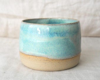 Handmade ceramic cup | No handle cup | Blue, green handmade cup | Wheel-thrown cup | Lava Glaze Cup | Ceramic cup
