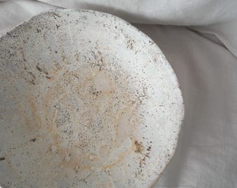 Rustic Handmade Fruit Bowl | Brown & White Ceramic Serving Bowl | Large fruit Bowl Pottery Serving Dish | Large Rustic Bowl