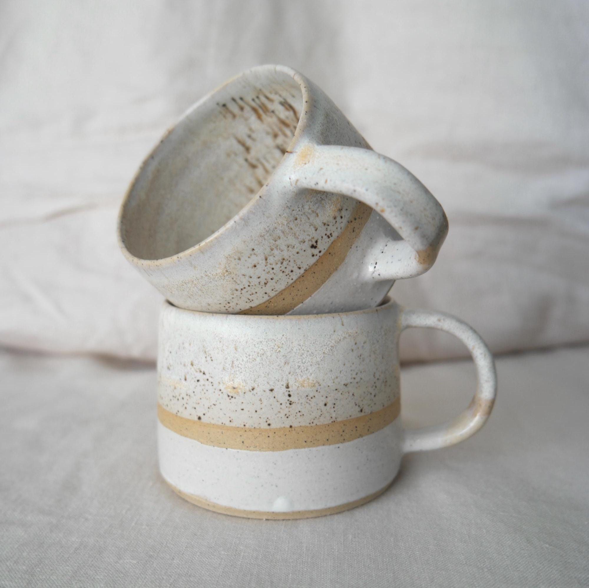 Rustic Handmade mug | Ceramic Mug Handmade | Brown & White Pottery Mug | Wheel Thrown Pottery Mug | Rustic Coffee Mug | Pottery Mug Gift
