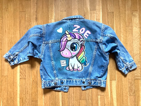 Veste En Jean Pour Fille 4-5 Ans Peinte à La Main - Marque NEXT - Neuve Avec étiquettes