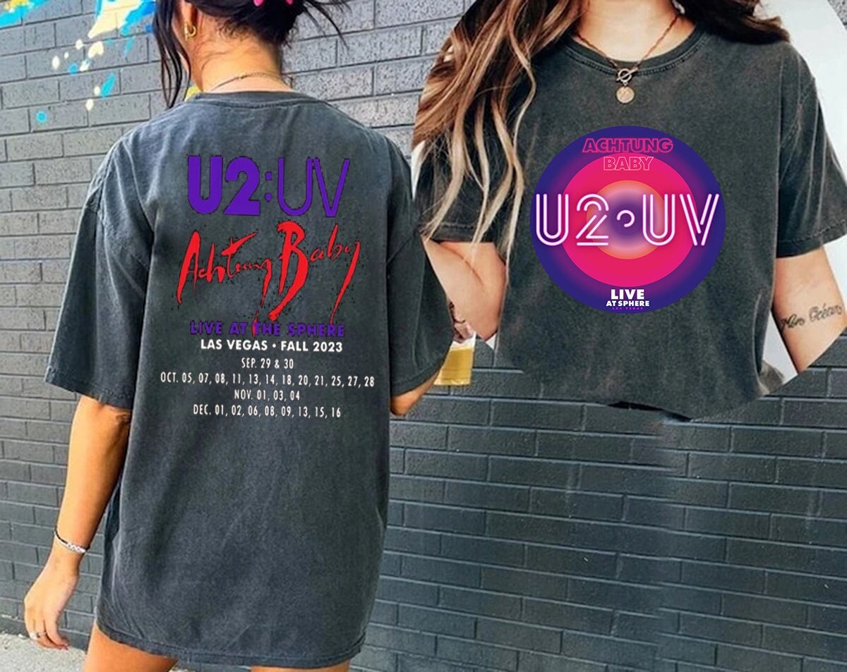 Discover U2 Las Vegas U2 Sphère Ultraviolette 2023 Logo U2 UV, U2 En Direct À Sphère T-Shirt Deux Côtés