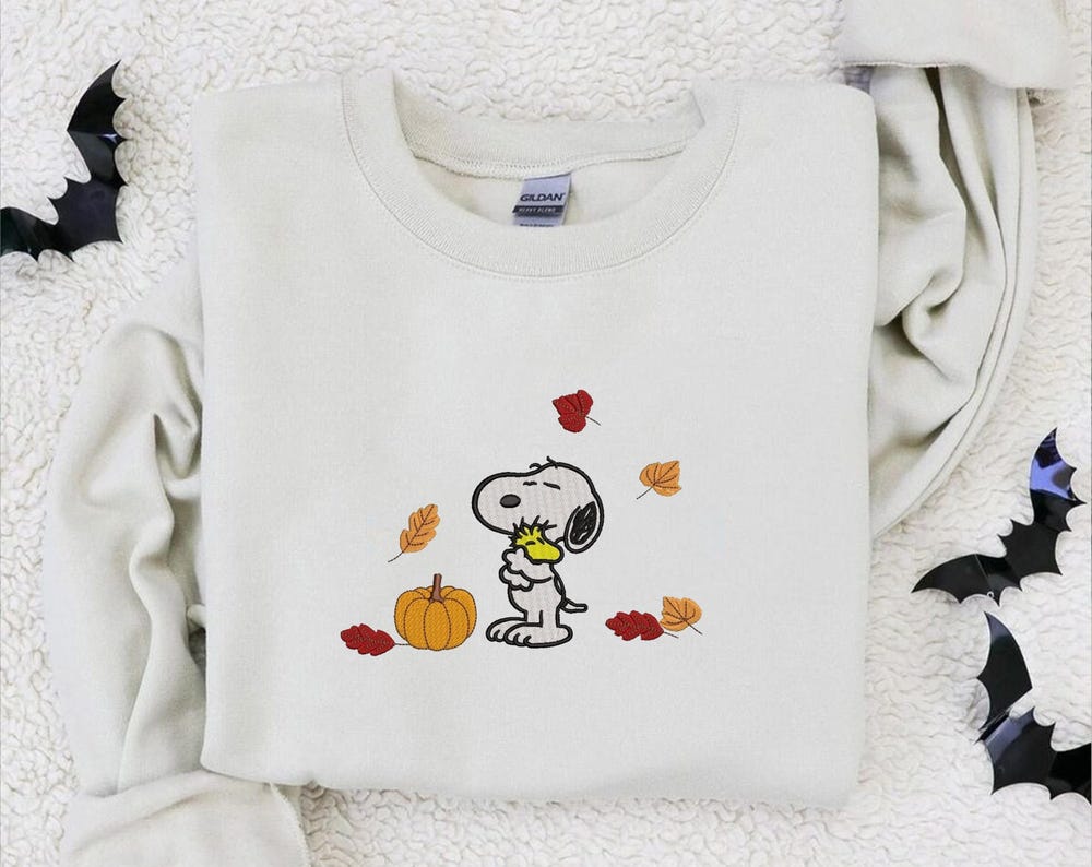 Cute Snoopy Thanksgiving Embroidery Shirt, Embroidered Snoopy Sweatshirt, Snoopy Embroidered Thanksgiving Shirt, Gift Birthday. Fashion24Hs