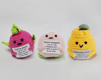 Handmade Crochet Pitaya, Peach, Orange Ornaments, Emotional Support Gift,Positive Affirmation, Mother's Day Gift