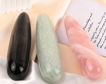 Baguettes d'obsidienne, d'aventurine et de cristal de quartz rose : bâtons de massage à énergie naturelle pour la guérison, la relaxation et l'équilibre émotionnel