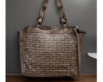 Leather shoulder bag l leather woven bag l leather bag for ladies l stylish office bag l Vintage leather bag l leather Hobo l soft leather