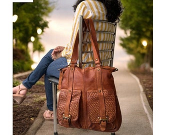 Leather bag l Handcrafted Shoulder bag l leather woven bag l leather bag for ladies l Vintage leather bag l leather Hobo bag