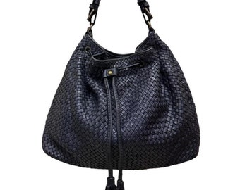 Leather shoulder bag l leather woven bag l leather bag for ladies l stylish office bag l Vintage leather bag l leather Hobo l soft leather