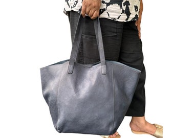 Leather Bag l Handcrafted Tote Bag for Office l Stylish Carry l Daily use l Party Bag for Women Color-Navy Blue