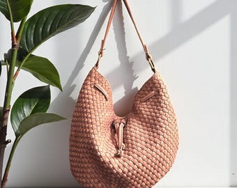 Leather Handcrafted Bag | Woven Bucket Bag l Premium Leather l Shoulder Bag | Crossbody Tote Bag |  Vintage Style