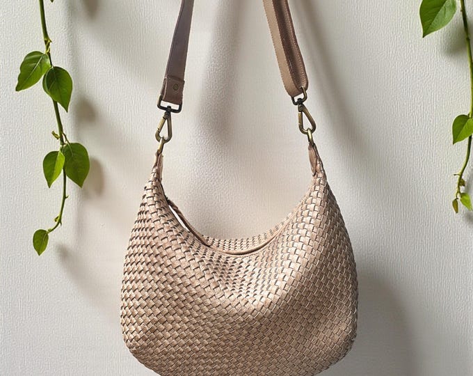 Featured listing image: Leather bag l Handcrafted Bag l Leather Bag l Woven Bag l Washed Bag l Leather bag for women l Ladies Handbag l Vintage l Shoulder Bag