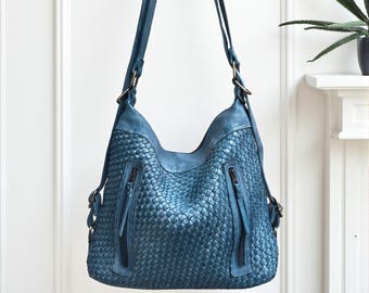 Leather Backpack  l  Vintage Woven Backpack l Leather Bag l Office Bag l Men's Bag l Premium Bag l Washed Backpack