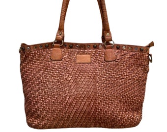 Leather bag l Handcrafted leather bag Woven leather bag l leather bag for ladies l stylish office bag l soft leather