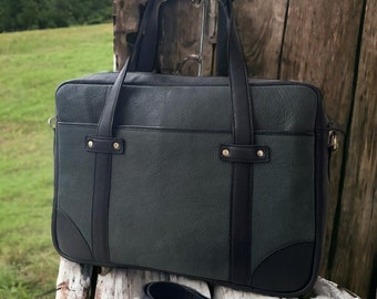 Leather Briefcase, Charcoal green Leather Briefcase, Men Leather Briefcase, Laptop Bag, Leather bag, Gift for Him, Shoulder Bag, Men laptop