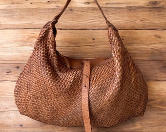 Leather bag l Handcrafted Hobo l Woven Bag l Leather Bag l Handcrafted l Shoulder Bag l Women's Handbag l Ladies Purse l Personalized Bag
