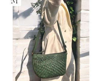 Leather bag / Handcrafted Crossbody Bag l Woven Bag l Women's Handbag l Washed Bag l Vintage Handbag l Ladies Purse l Sling Bag