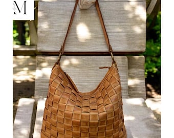 leather bag l Day bag l Picnic Bag l Office Bag l shopping Bag l Daily Use handbag l Premium leather l washed bag l woven front