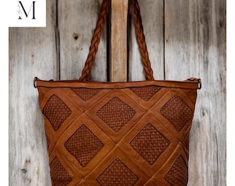 Premium leather bag l Day bag l Office Bag l Work bag l Regular Use l handmade l Premium leather l washed bag l woven front