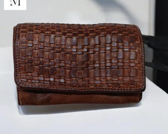 Leather Wallet l Handcrafted leather wallet l Washed Wallet l Vintage Wallet l Woven Wallet l Women's Wallet l Gift for her