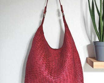 Handcrafted leather hobo bag l Woven Bag l Full Grained Leather l Daily Use Bag l Day Bag l Office Bag l Ladies Handbag l Women's Bag
