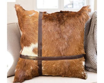 Leather Cushion cover l Handcrafted cushion cover l Real Leather l Real Hair on leather l Leather Accessory l Pillow cushion cover l Stylish