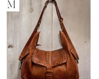 Leather Bag  | Vintage Leather Hobo | Soft Leather Shoulder Bag | Stylish Office Handbag | Everyday Hobo Purse