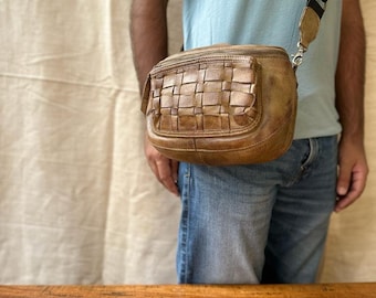 Leather Cross Body l Stylish Carry l Daily use Color- Tobacco Green (18 ht x 22 lgth x  8 wd)