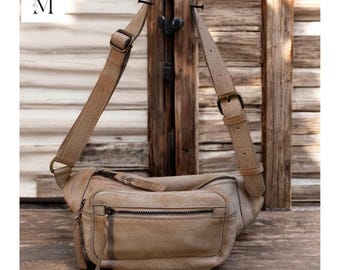Leather bag | Handcrafted Washed Vintage Waist Bag l Premium Leather l Washed Bag l Soft and supple l Premium Quality l Crossbody l