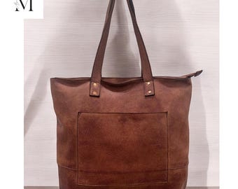 Leather Bag l Handcrafted Tote Bag l Office Bag l Work Bag l Washed Bag l Office Bag l High-Quality l Grain Leather
