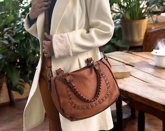 Handcrafted leather handbag l shoulder bag l Office Bag l Work Bag l Washed Bag l Office Bag l High Quality Grain Leather l vintage bag