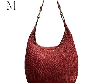 leather bag for office going women l Spacious and high utility l leather bag for ladies l stylish office bag l Woven leather bag