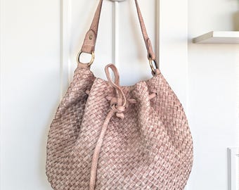 Leather  Bag | Woven Bucket Bag l Premium Leather l Handcrafted Shoulder Bag | Crossbody Tote Bag |  Vintage Style