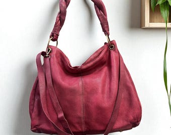 Leather bag l Handcrafted l Ladies bag l women's bag l Premium Leather l Washed handbag l shoulder bag l Christmas gift l Gift for her l