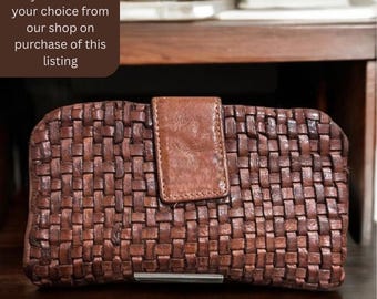 Leather Wallet l Set of 2 l Washed Wallet l Vintage Wallet l Woven Wallet l Women's Wallet l Gift for her l Handcrafted