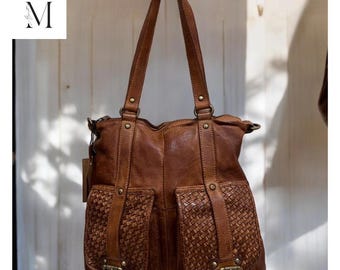 leather day bag l Day bag l shopping bag for ladies l daily use bag l office bag l Premium leather l washed leather bag