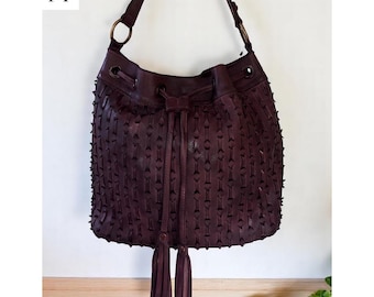 Leather bag l Handcrafted leather Bucket bag l carries bag l soft leather shoulder bag l premium leather l Gift bag