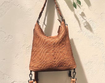Leather Bag / Handmade Backpack  l  Vintage Woven Backpack l  Office Bag l Laptop Bag l Men's Bag l Premium Bag l Washed Backpack
