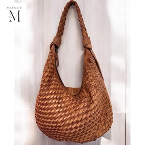 Handgefertigte Leder Hobo Tasche l Gewebte Tasche l Voll genarbtes Leder l Alltagsgebrauch l Tagestasche l Bürotasche l Damenhandtasche l Damentasche