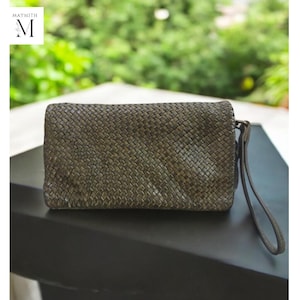 Cartera de cuero l Cartera de cuero artesanal l Lavado l Vintage l Tejido l Alta utilidad l Cuero premium