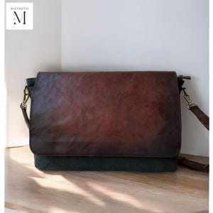 Ledertasche l Handgefertigte Ledertasche l Laptoptasche l Unisex l Laptopfach l Stone washed Canvas l Vintage Look