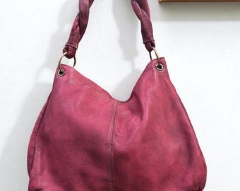 Leather bag l Handcrafted leather Hobo bag l Ladies bag l women's bag l Premium Leather l Washed handbag l shoulder bag
