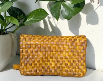 Handcrafted leather wallet l Washed Wallet l Vintage Wallet l Woven Wallet l Women's Wallet l Gift for her