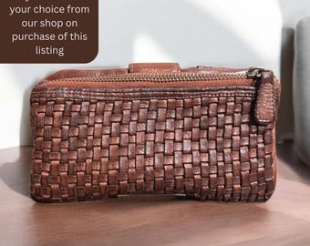 Leather Wallet l Set of 2 l Washed Wallet l Vintage Wallet l Woven Wallet l Women's Wallet l Gift for her l Handcrafted