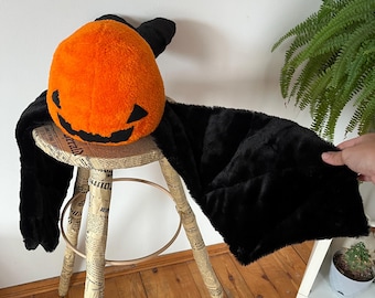 Jack-o’-Lantern Whale plushie – Weighted Plush for Spooky Snuggles - halloween plush toy stuffed animal