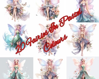 20 Downloadable Images of Fairies in Pastel Colours.