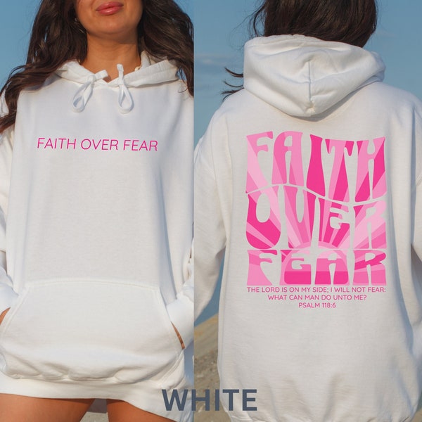 Faith Over Fear Hoodie Comfort Colors Christian Merch Sweatshirt Gift For Teen Scripture Faith Based Hoodie Shirt She is Strong Gift for Her