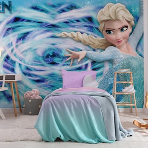 Frozen Wallpaper , Frozen Elsa Themed Kids Wallpaper , Peel and Stick Kids Wallpaper , Elsa Wallpaper , Ice Queen Wallpaper